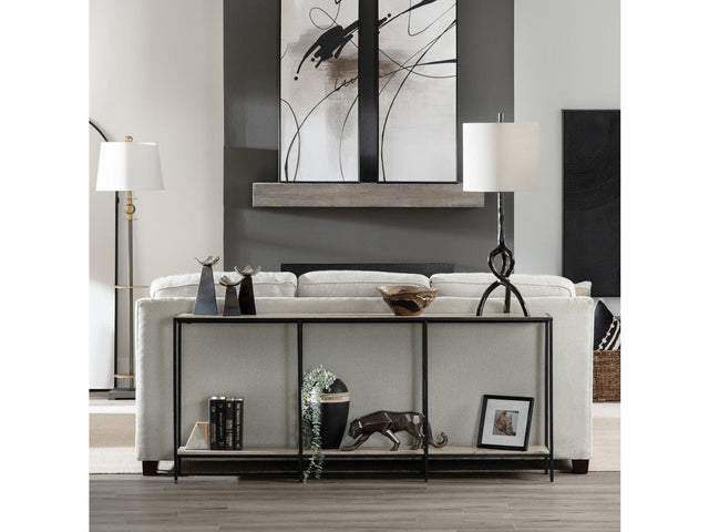 Crosby Brown/Black Travertine Console Table - Ornate Home
