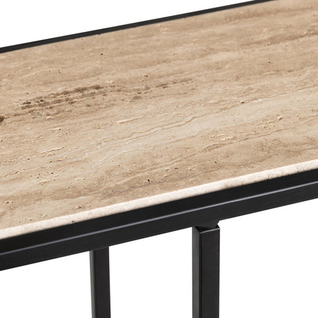 Crosby Brown/Black Travertine Console Table - Ornate Home