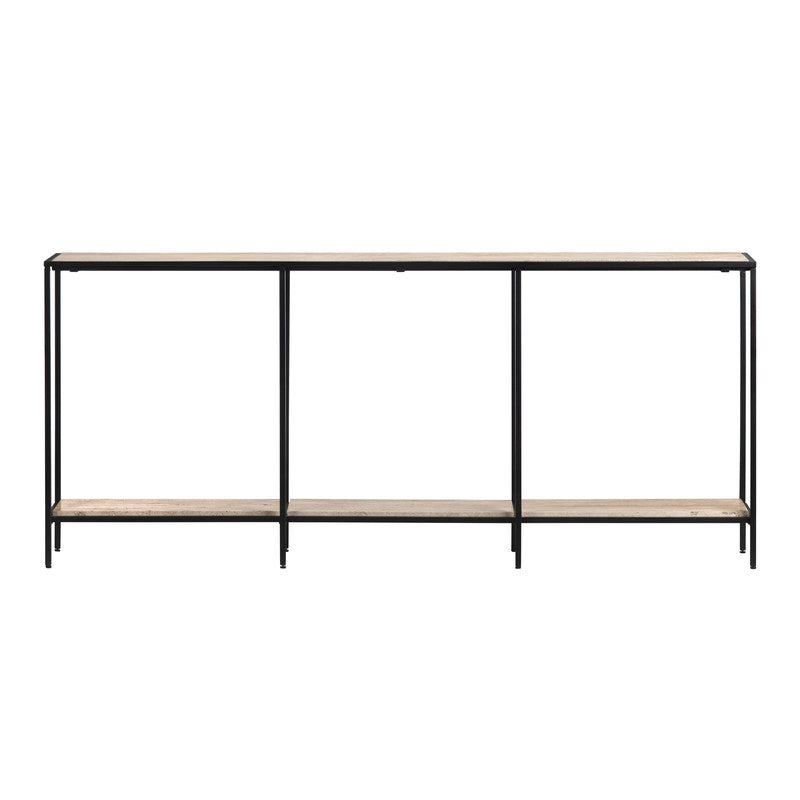 Crosby Brown/Black Travertine Console Table - Ornate Home