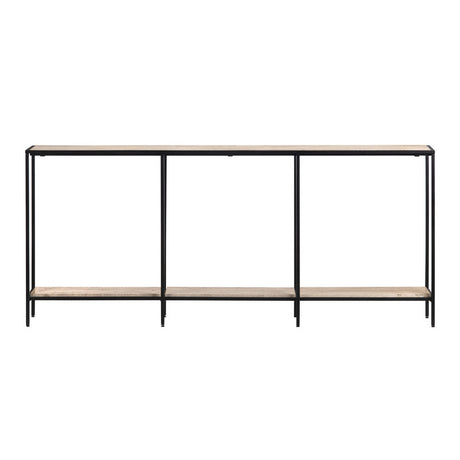 Crosby Brown/Black Travertine Console Table - Ornate Home