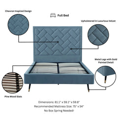 Crosby Full- Size Bed in Blue - Ornate Home