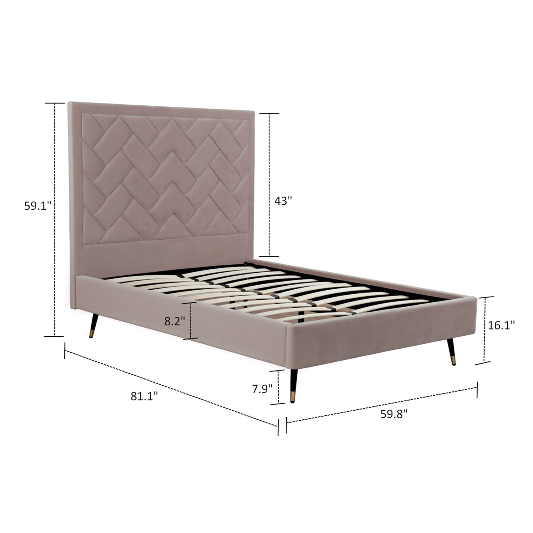 Crosby Full- Size Bed in Blush - Ornate Home