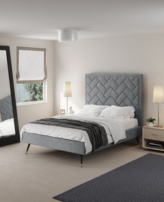 Crosby Full- Size Bed in Grey - Ornate Home