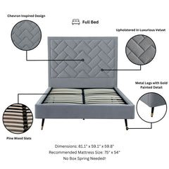 Crosby Full- Size Bed in Grey - Ornate Home
