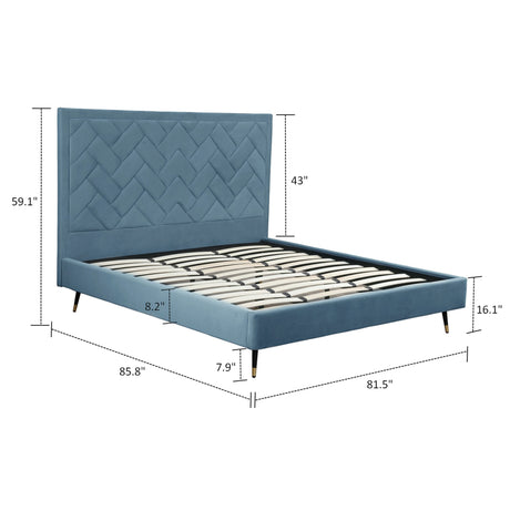 Crosby King-Size Bed in Blue - Ornate Home