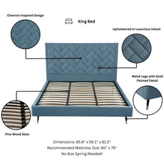 Crosby King-Size Bed in Blue - Ornate Home