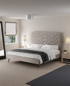 Crosby King-Size Bed in Greige - Ornate Home