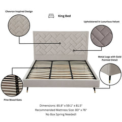 Crosby King-Size Bed in Greige - Ornate Home