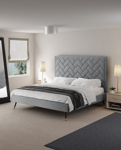 Crosby King-Size Bed in Grey - Ornate Home