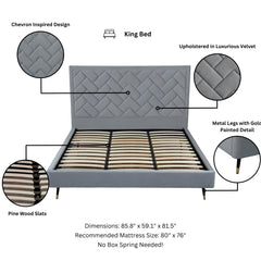 Crosby King-Size Bed in Grey - Ornate Home
