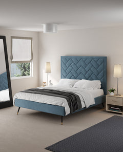 Crosby Queen-Size Bed in Blue - Ornate Home