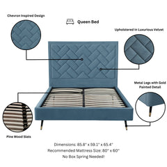 Crosby Queen-Size Bed in Blue - Ornate Home