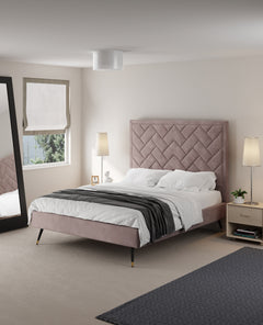Crosby Queen-Size Bed in Blush - Ornate Home