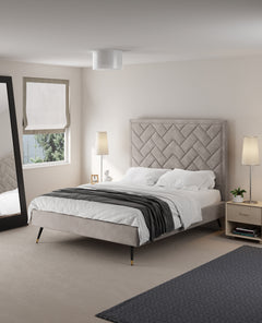 Crosby Queen-Size Bed in Greige - Ornate Home