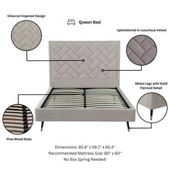 Crosby Queen-Size Bed in Greige - Ornate Home