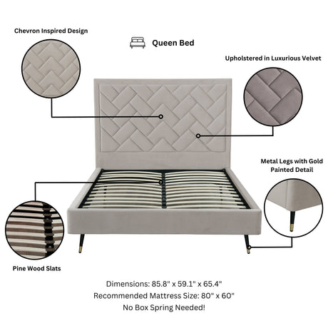 Crosby Queen-Size Bed in Greige - Ornate Home