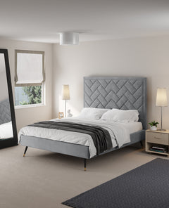 Crosby Queen-Size Bed in Grey - Ornate Home