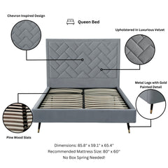 Crosby Queen-Size Bed in Grey - Ornate Home