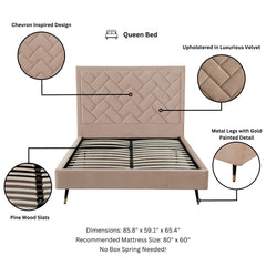 Crosby Queen-Size Bed in Nude - Ornate Home