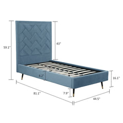 Crosby Twin-Size Bed in Blue - Ornate Home