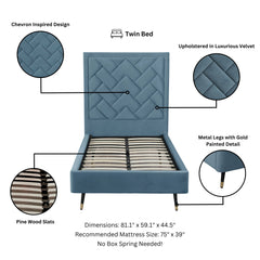 Crosby Twin-Size Bed in Blue - Ornate Home