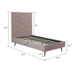 Crosby Twin-Size Bed in Blush - Ornate Home