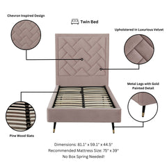 Crosby Twin-Size Bed in Blush - Ornate Home