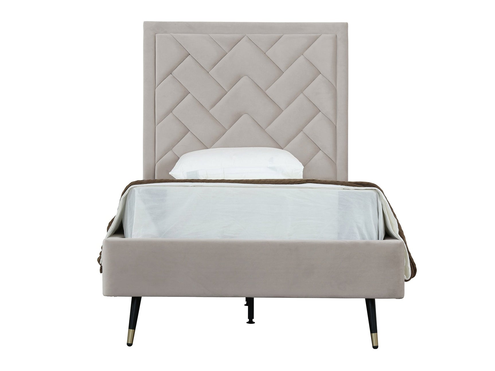 Crosby Twin-Size Bed in Greige - Ornate Home