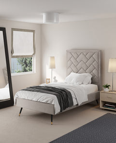 Crosby Twin-Size Bed in Greige - Ornate Home