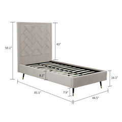 Crosby Twin-Size Bed in Greige - Ornate Home