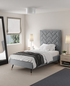 Crosby Twin-Size Bed in Grey - Ornate Home
