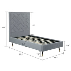 Crosby Twin-Size Bed in Grey - Ornate Home