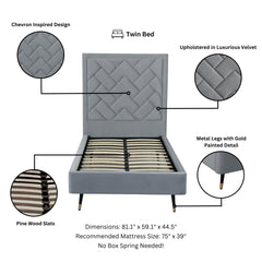 Crosby Twin-Size Bed in Grey - Ornate Home