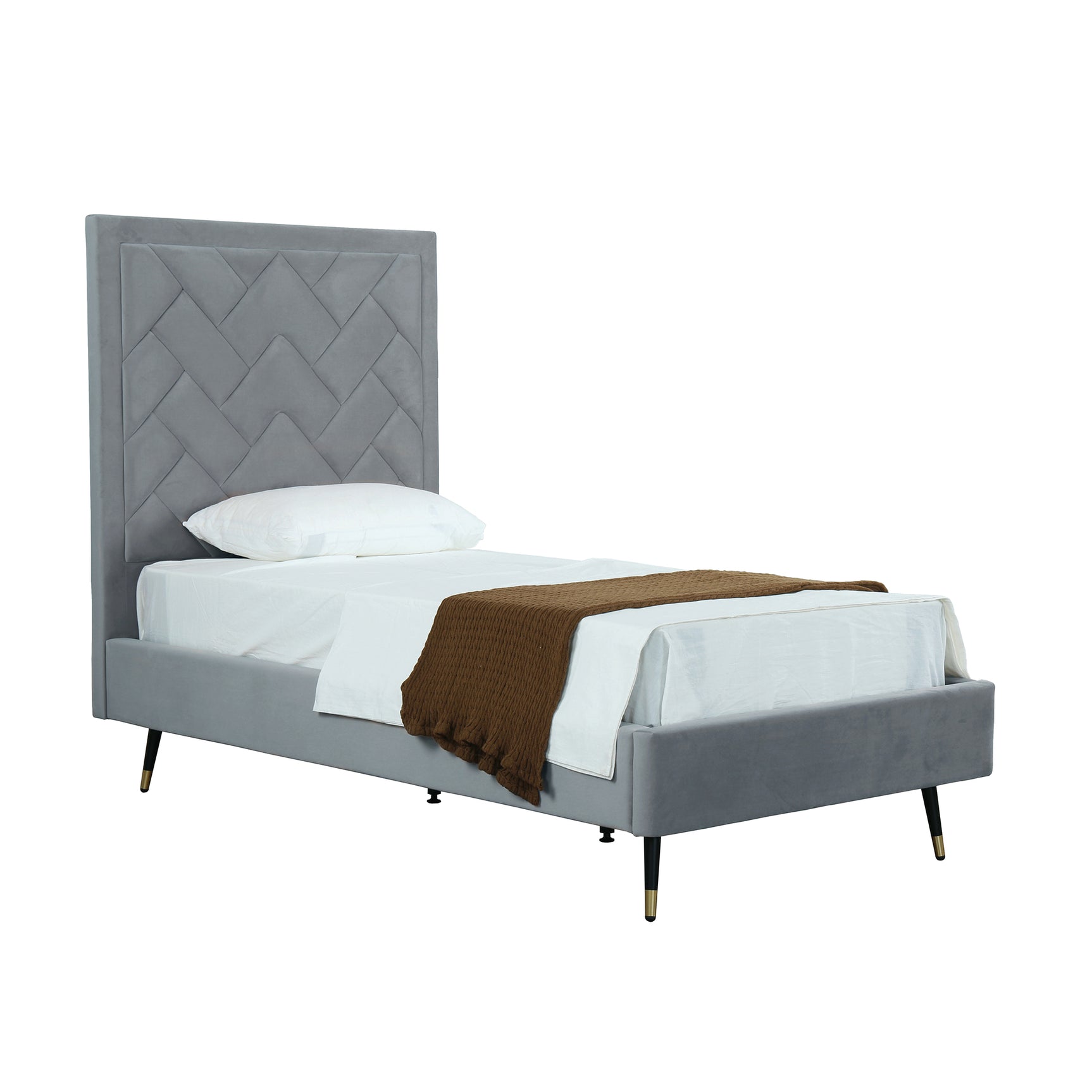 Crosby Twin-Size Bed in Grey - Ornate Home