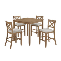 Crossbuck Tan 5-Piece Pack Counter Height Set - Ornate Home