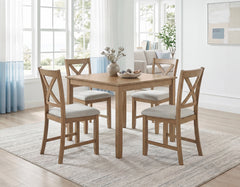 Crossbuck Tan 5-Piece Pack Dinette Set - Ornate Home