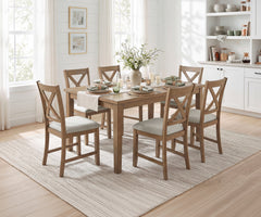 Crossbuck Tan 7-Piece Pack Dinette Set - Ornate Home