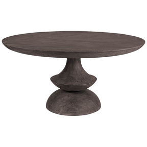 Crossman Dark Brown/Gray 60" Round Pedestal Dining Table with Dark Brown/Gray Wood Top - Ornate Home