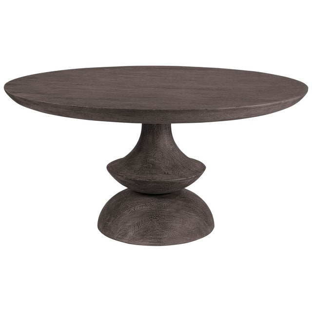 Crossman Dark Brown/Gray 60" Round Pedestal Dining Table with Dark Brown/Gray Wood Top - Ornate Home