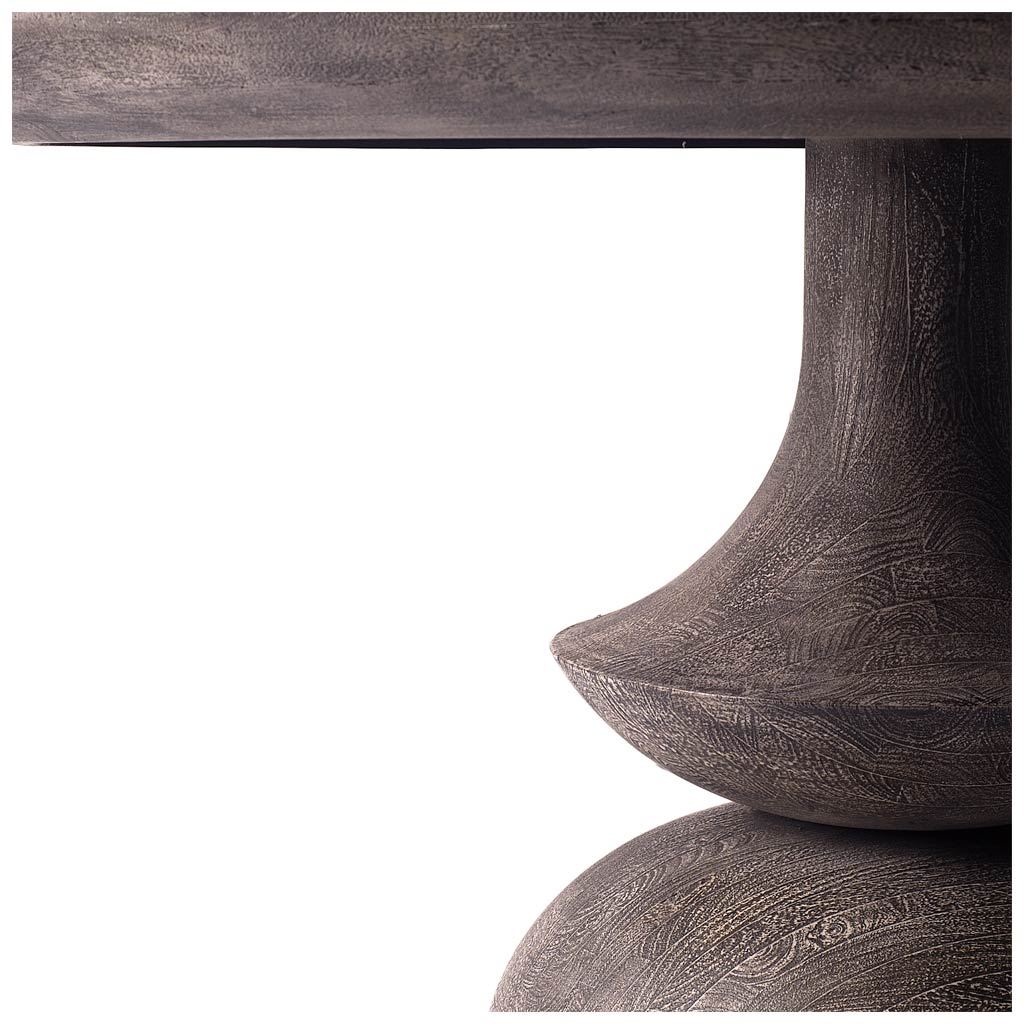 Crossman Dark Brown/Gray 60" Round Pedestal Dining Table with Dark Brown/Gray Wood Top - Ornate Home