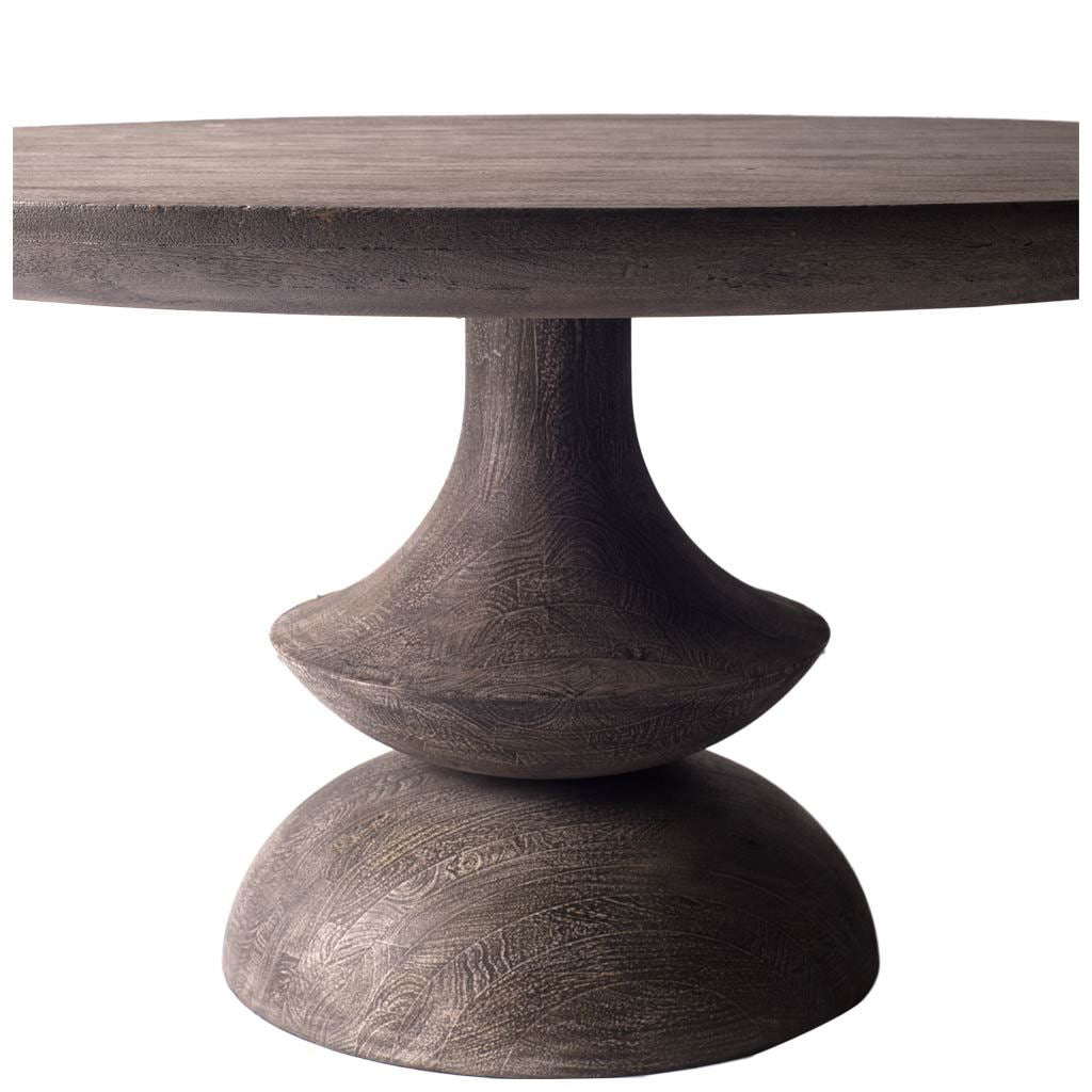 Crossman Dark Brown/Gray 60" Round Pedestal Dining Table with Dark Brown/Gray Wood Top - Ornate Home