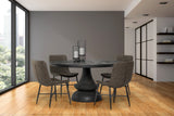 Crossman Dark Brown/Gray 60" Round Pedestal Dining Table with Dark Brown/Gray Wood Top - Ornate Home