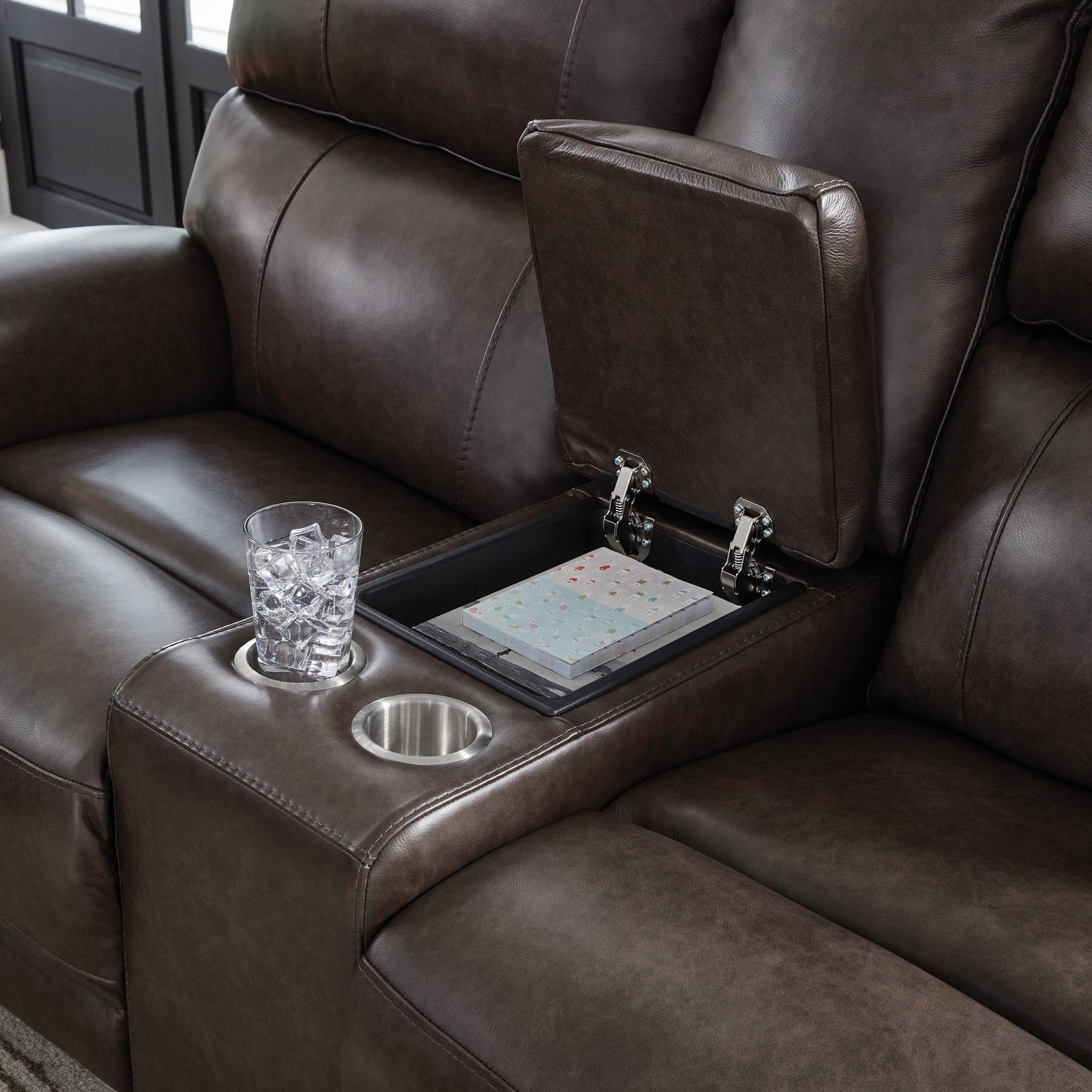 Crossplex Smoke Power Reclining Loveseat/CON/ADJ HDRST (Online Special Price) - Ornate Home