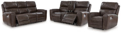 Crossplex Smoke Power Reclining Sofa, Loveseat and Recliner - Ornate Home