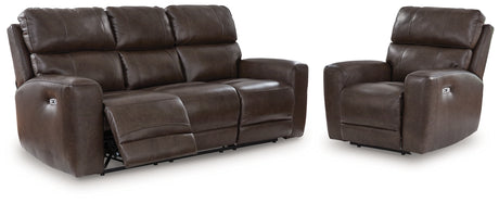 Crossplex Smoke Power Reclining Sofa and Power Recliner - Ornate Home