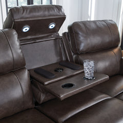 Crossplex Smoke Power Reclining Sofa with ADJ Headrest - Ornate Home