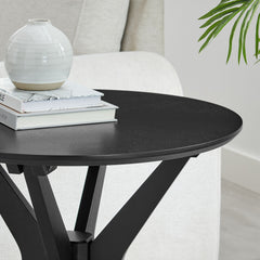 Crossroads Black 24" Round Wood Side Table - Ornate Home