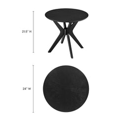 Crossroads Black 24" Round Wood Side Table - Ornate Home