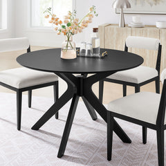 Crossroads Black 47" Round Wood Dining Table - Ornate Home
