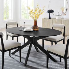 Crossroads Black 63" Oval Wood Dining Table - Ornate Home